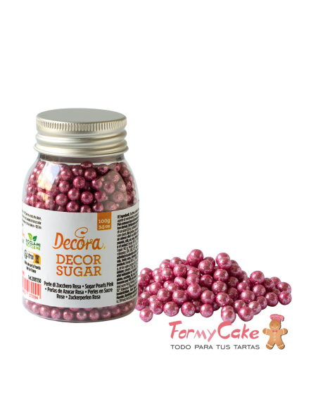 Perlas De Azucar Rosa Metalizado 100gr Decora