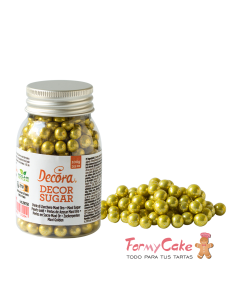 Perlas De Azucar Maxi Doradas Metalizadas  100gr Decora