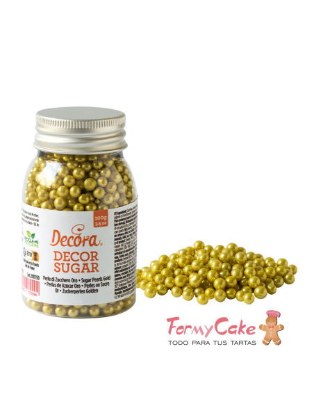 Perlas De Azucar Doradas Metalizadas 100gr Decora