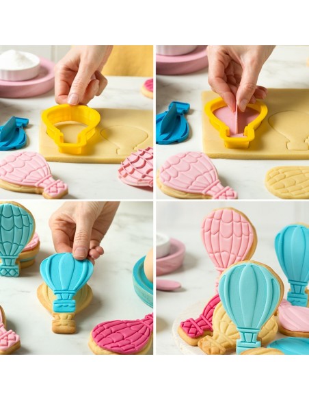 Juego de Marcador y Cortador de Galletas Globo Aerostático Decora