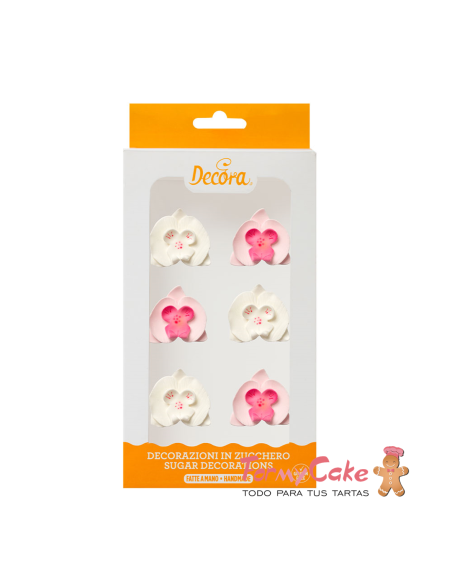 Orquideas Comestibles Blancas y Rosas 6ud Decora