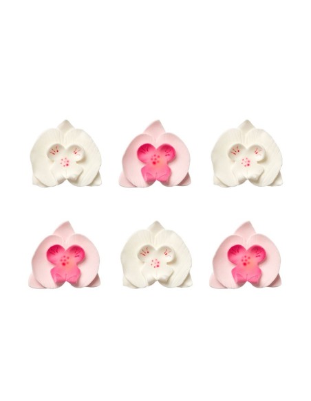 Orquideas Comestibles Blancas y Rosas 6ud Decora