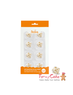 Rosas Comestibles Blancas 8ud Decora