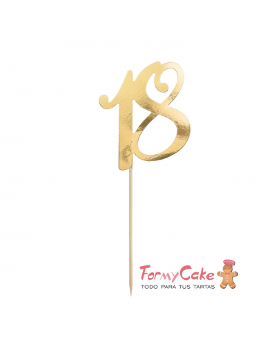 Topper Para Tarta Número 18 Dorado Partydeco