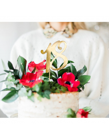 Topper Para Tarta Número 18 Dorado Partydeco