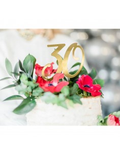 Topper Para Tarta Número 30 Dorado Partydeco 2