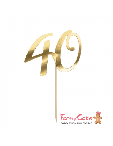 Topper Para Tarta Número 40 Dorado Partydeco
