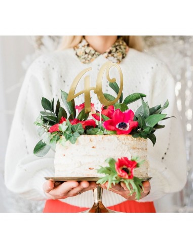 Topper Para Tarta Número 40 Dorado Partydeco