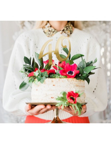 Topper Para Tarta Número 40 Dorado Partydeco