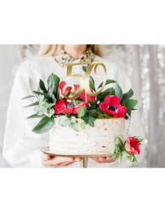 Topper Para Tarta Número 50 Dorado Partydeco 2