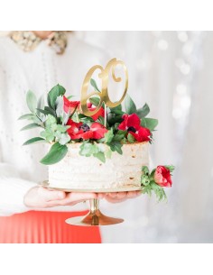 Topper Para Tarta Número 60 Dorado Partydeco 2