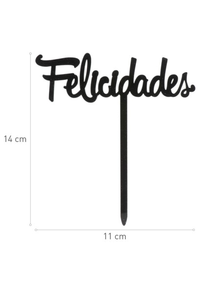 Topper Felicidades Negro Dekora