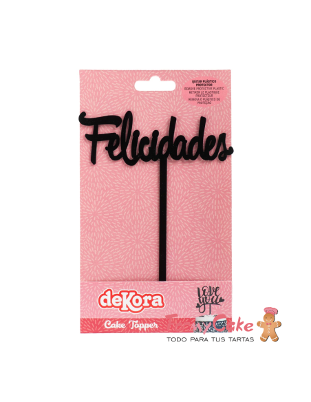 Topper Felicidades Negro Dekora