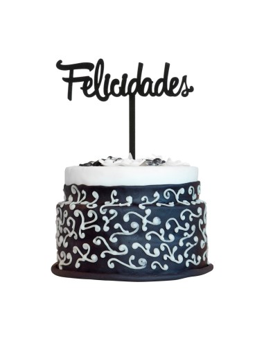 Topper Felicidades Negro Dekora