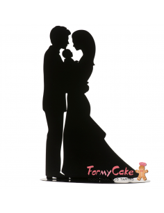 Topper Novios Con Bebé Metal Negro Dekora