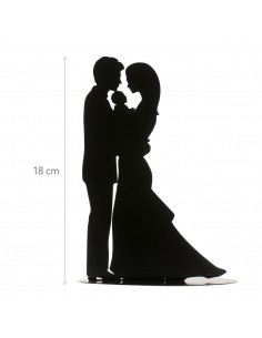 Topper Novios Con Bebé Metal Negro Dekora 2