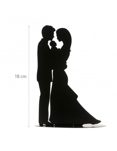 Topper Novios Con Bebé Metal Negro Dekora