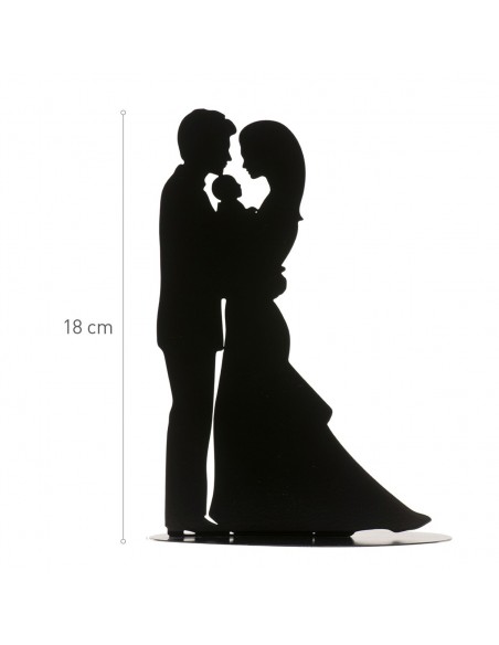 Topper Novios Con Bebé Metal Negro Dekora