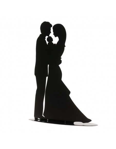 Topper Novios Con Bebé Metal Negro Dekora