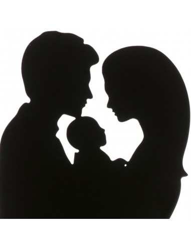 Topper Novios Con Bebé Metal Negro Dekora