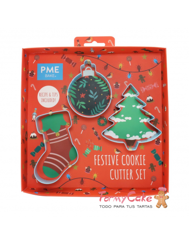 Set Cortadores Galletas Fiesta De Navidad 3ud PME