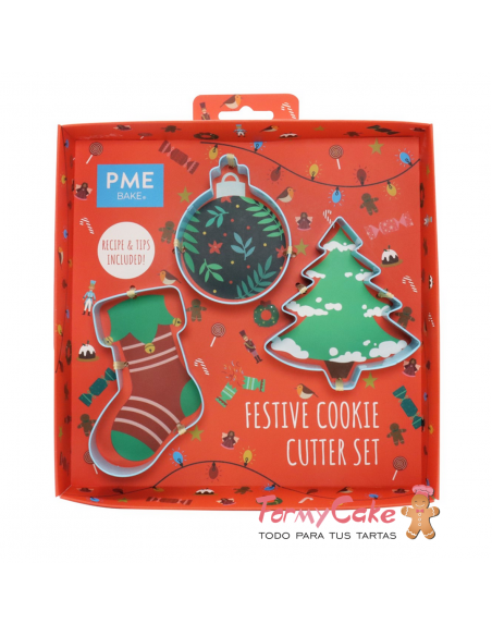 Set Cortadores Galletas Fiesta De Navidad 3ud PME