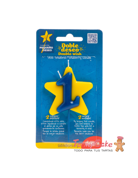 Vela Solidaria Doble Deseo Número 1 Dekora