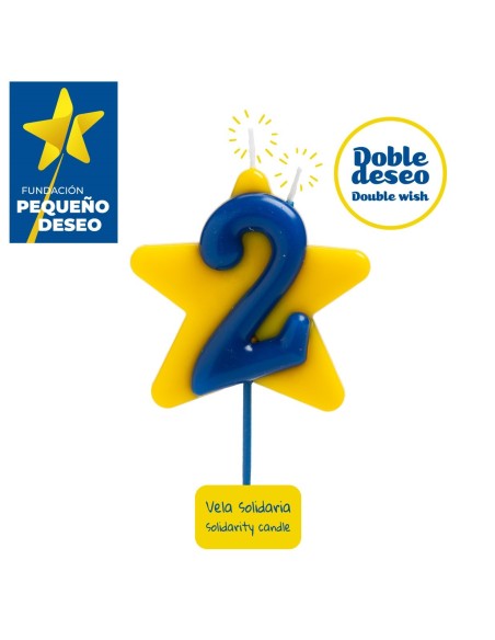 Vela Solidaria Doble Deseo Número 2 Dekora