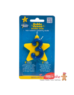 Vela Solidaria Doble Deseo Número 3 Dekora