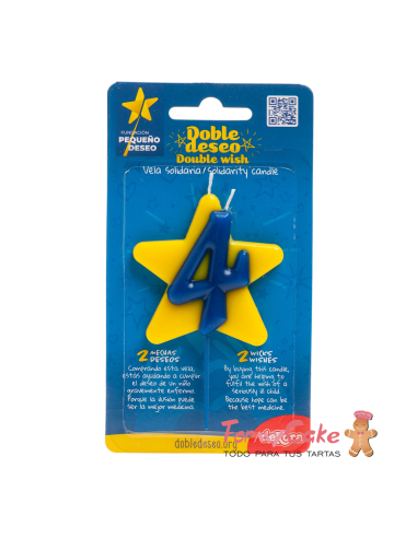 Vela Solidaria Doble Deseo Número 4 Dekora
