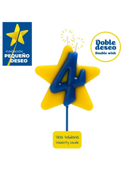 Vela Solidaria Doble Deseo Número 4 Dekora