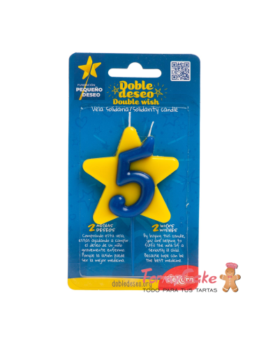 Vela Solidaria Doble Deseo Número 5 Dekora
