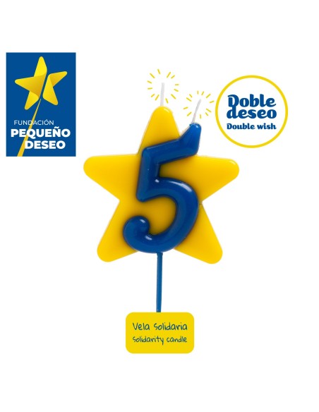 Vela Solidaria Doble Deseo Número 5 Dekora