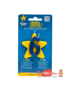 Vela Solidaria Doble Deseo Número 6 Dekora