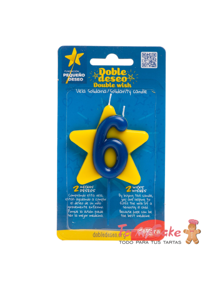 Vela Solidaria Doble Deseo Número 6 Dekora