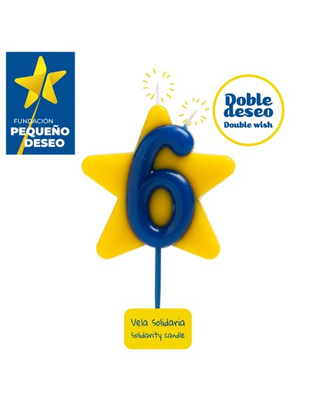 Vela Solidaria Doble Deseo Número 6 Dekora