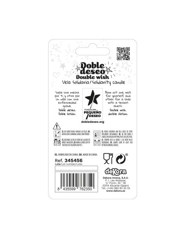 Vela Solidaria Doble Deseo Número 6 Dekora