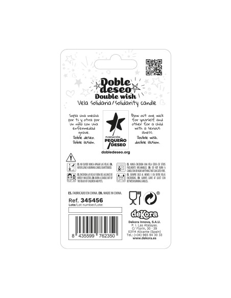 Vela Solidaria Doble Deseo Número 6 Dekora