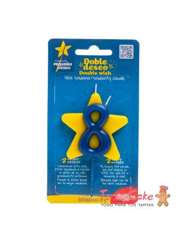 Vela Solidaria Doble Deseo Número 8 Dekora