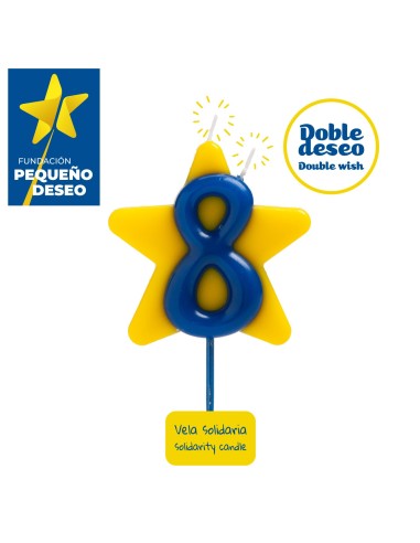 Vela Solidaria Doble Deseo Número 8 Dekora