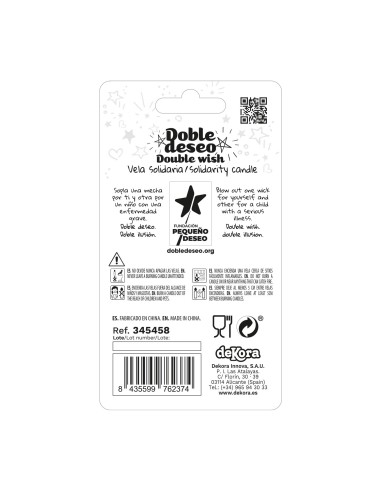 Vela Solidaria Doble Deseo Número 8 Dekora