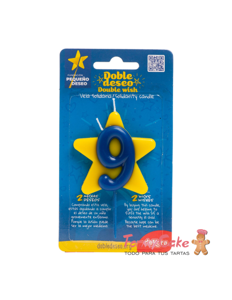 Vela Solidaria Doble Deseo Número 9 Dekora