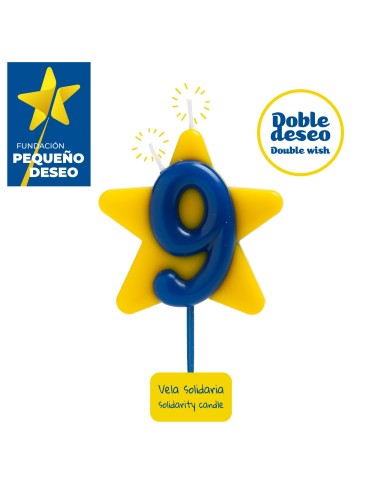 Vela Solidaria Doble Deseo Número 9 Dekora