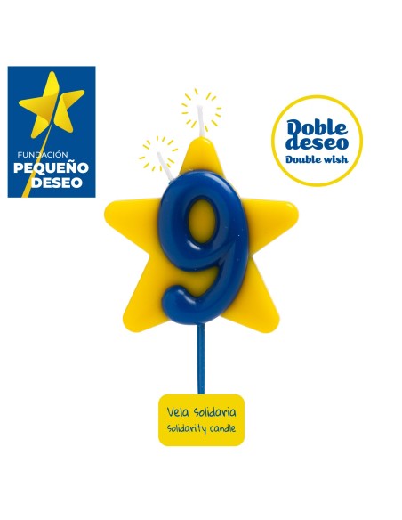 Vela Solidaria Doble Deseo Número 9 Dekora