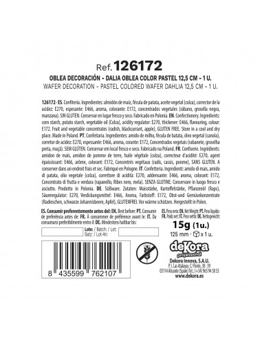 Dalia Gigante De Oblea Color Pastel Dekora