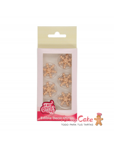 Copos De Nieve Dorado de Azúcar 12ud Funcakes