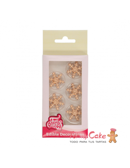 Copos De Nieve Dorado de Azúcar 12ud Funcakes