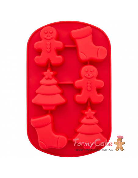 Molde de Navidad En Silicona 6 Cavidades Wilton