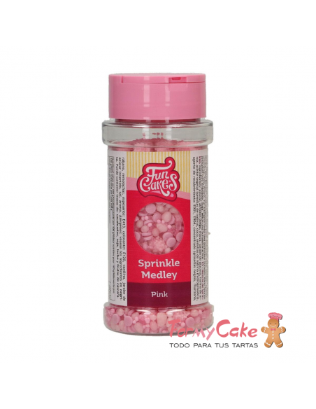 Decoración Comestible Sprinkle Medley Rosa 70g Funcakes