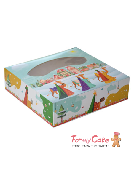 Caja para Roscón de Reyes 35x35x8cm Fantasía